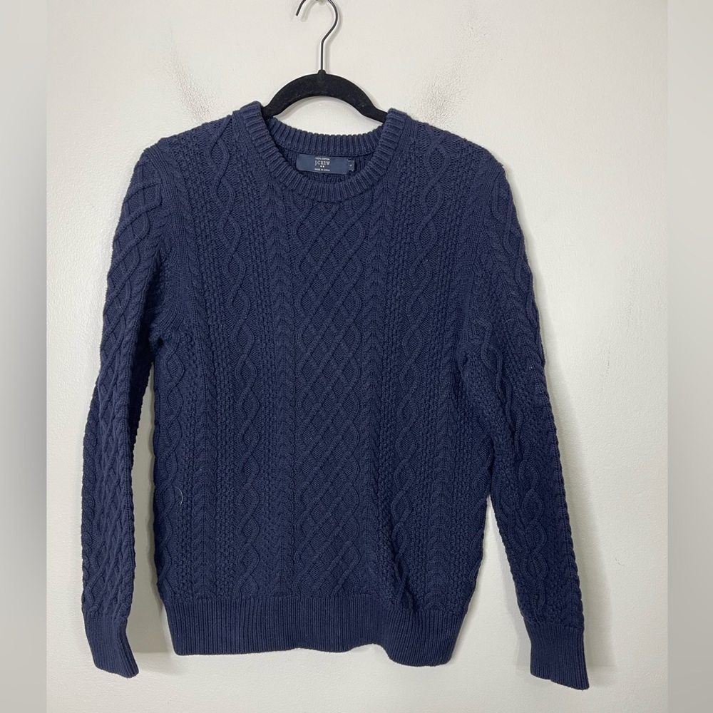 J. Crew Men’s Navy Cotton Cable Knit Pullover Crewneck Sweater S